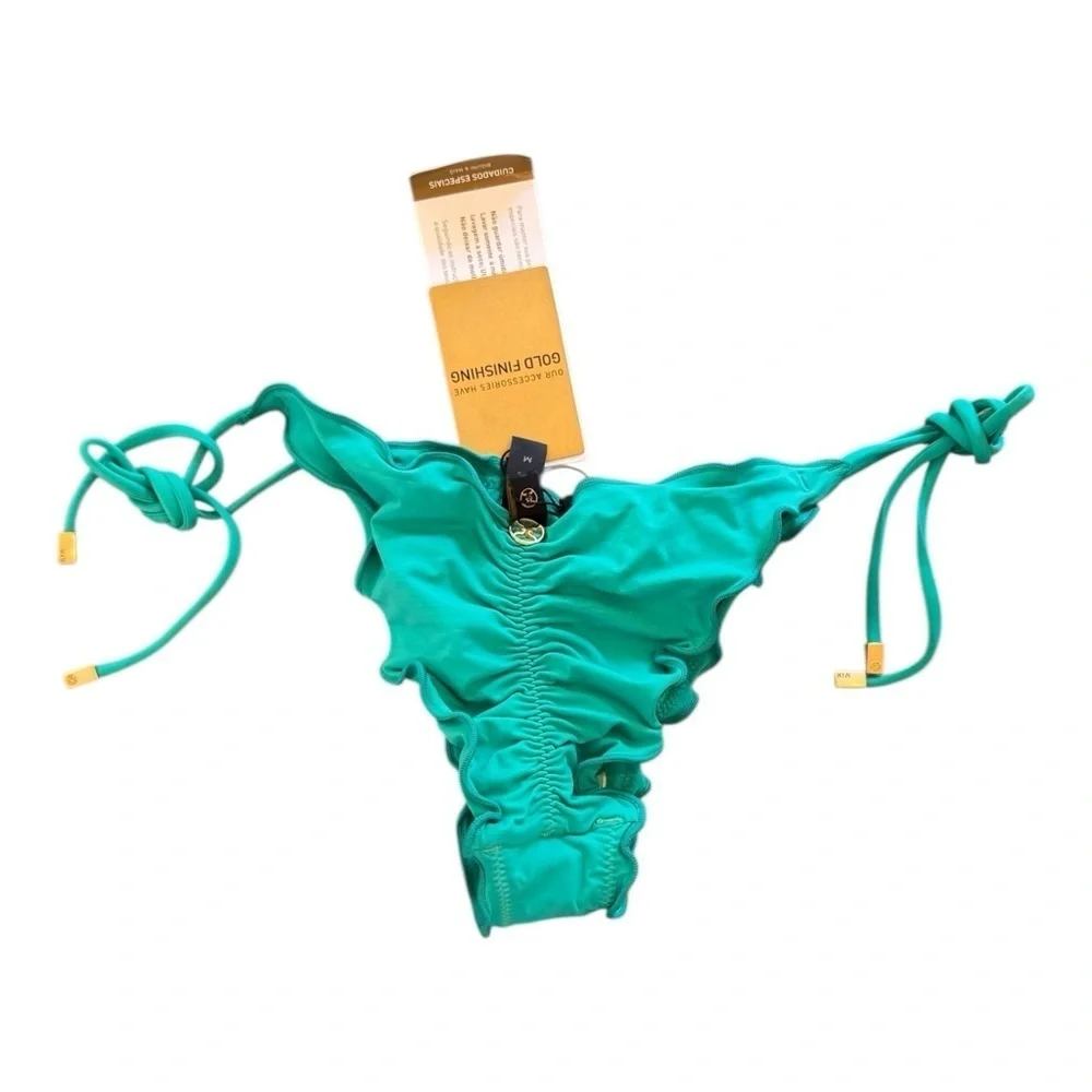 Vix Ripple Tie Side Bottom in Light Green NWT